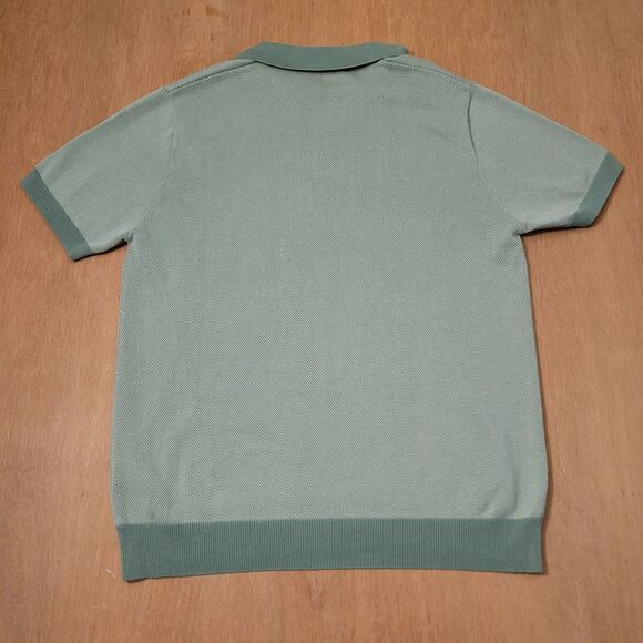 Mr P Polo Shirt Mens Large Green Sweater Knit Pullover Cotton Quiet Luxury - Picture 3 of 13